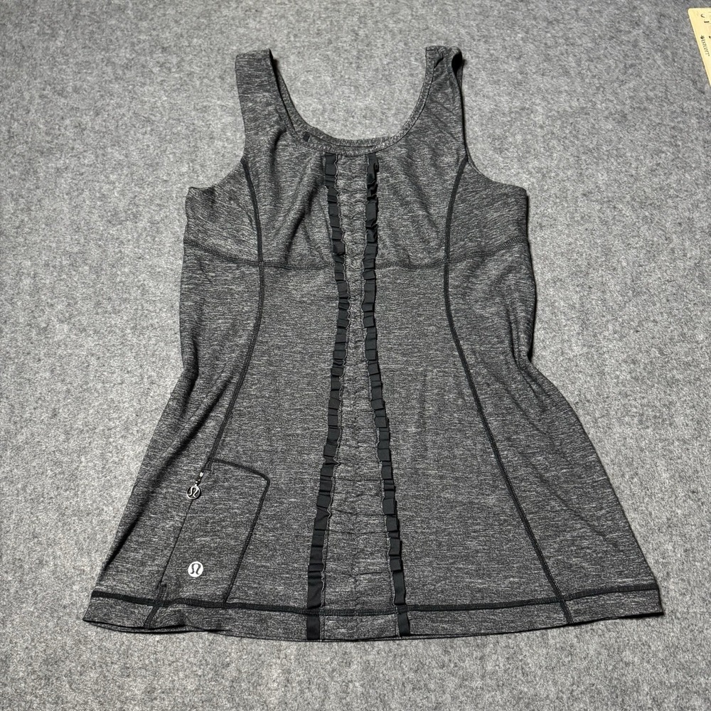 Lululemon Women's Run Free Dash Ruffle Tank Top Heathered Gray Size‎ 8 Athletic
